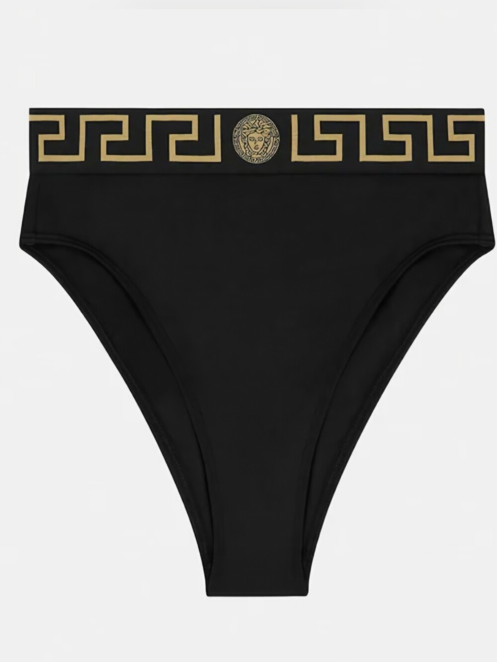 VERSACE NWT Medusa motif Greca High Waist Bikini Bottoms Size 2=US S Black Gold - Picture 3 of 11